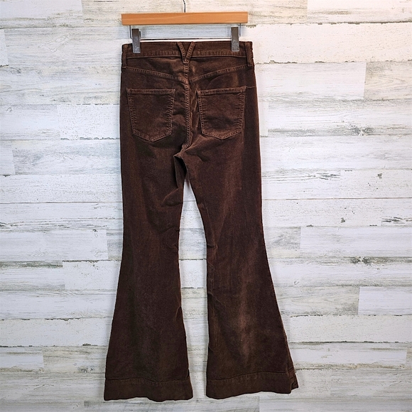 Veronica Beard Sheridan High Rise Exaggerated Flare Corduroy Pants Choc Brown 27 - Picture 4 of 13
